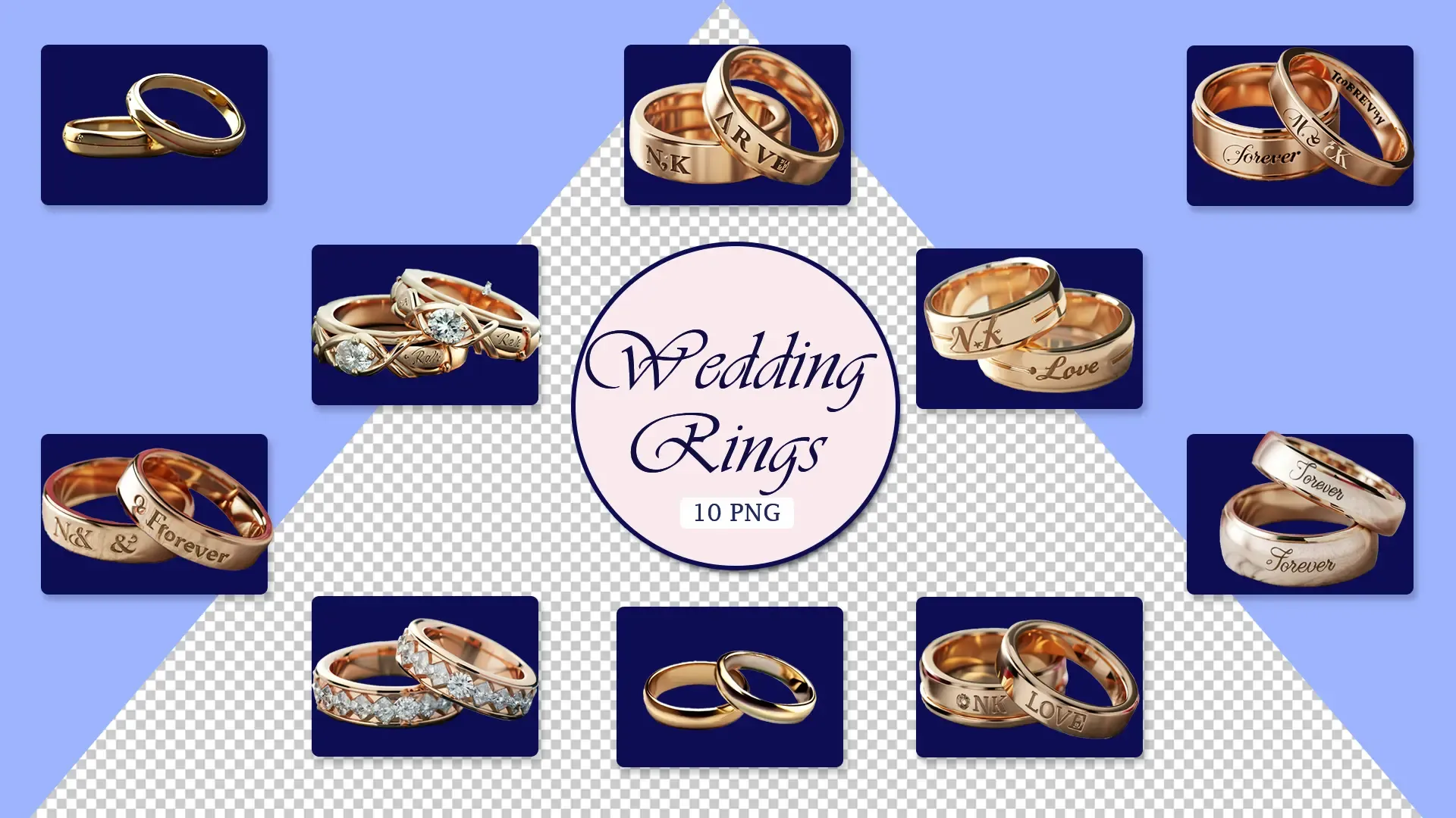 Exclusive Wedding Rings 3D Icons